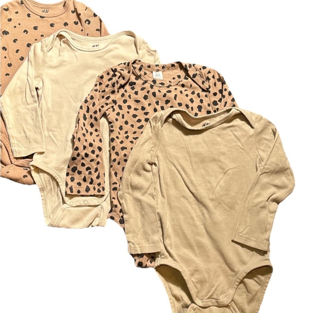H& M Colored Organics Cotton Kids Bodysuits in Beige, Tan, Brown - 18 months